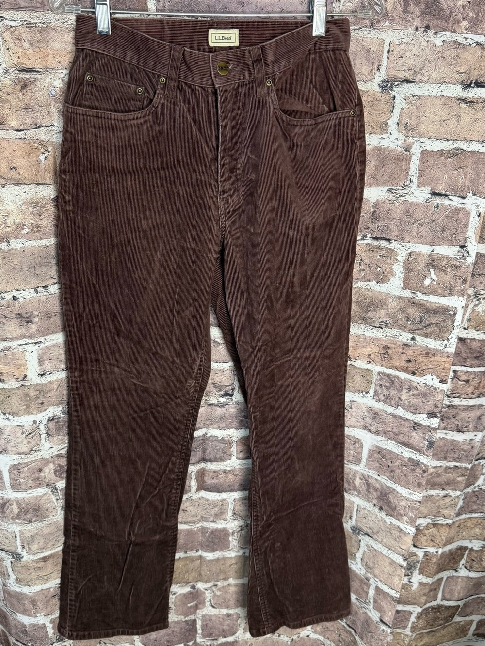 L.L.Bean Corduroy Pants Womens 4 Regular Brown Straight Leg Cotton Stretch